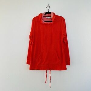 Denim & Co. Active Knit Terry Hoodie w/ Drawcord Hem True Orange Size M